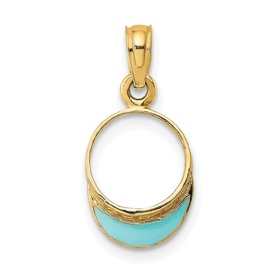 14K Yellow Gold Polished Aqua Blue Color Enameled Finish Beach Sun Visor Charm Pendant at $ 69.79 only from Jewelryshopping.com
