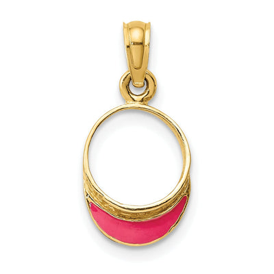 14K Yellow Gold Polished Fuschia Color Enameled Finish Beach Sun Visor Charm Pendant at $ 69.79 only from Jewelryshopping.com