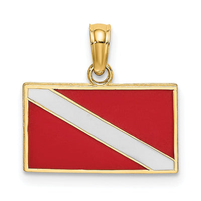 14K Yellow Gold Scuba Diving Flag with Red and White Enamel Finish at $ 124.59 only from Jewelryshopping.com