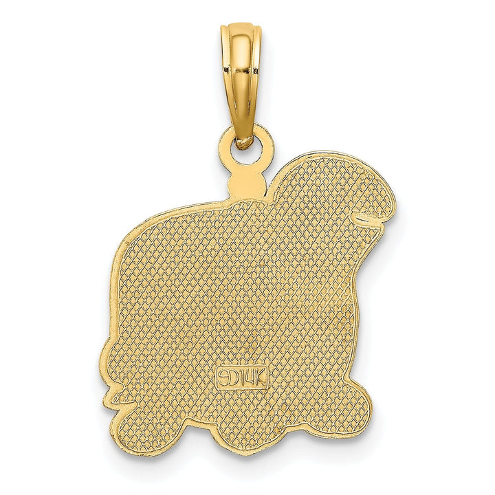 14k Yellow Gold Casted Solid Polished Finish Brown, Tan and Black Enamel Turtle Charm Pendant