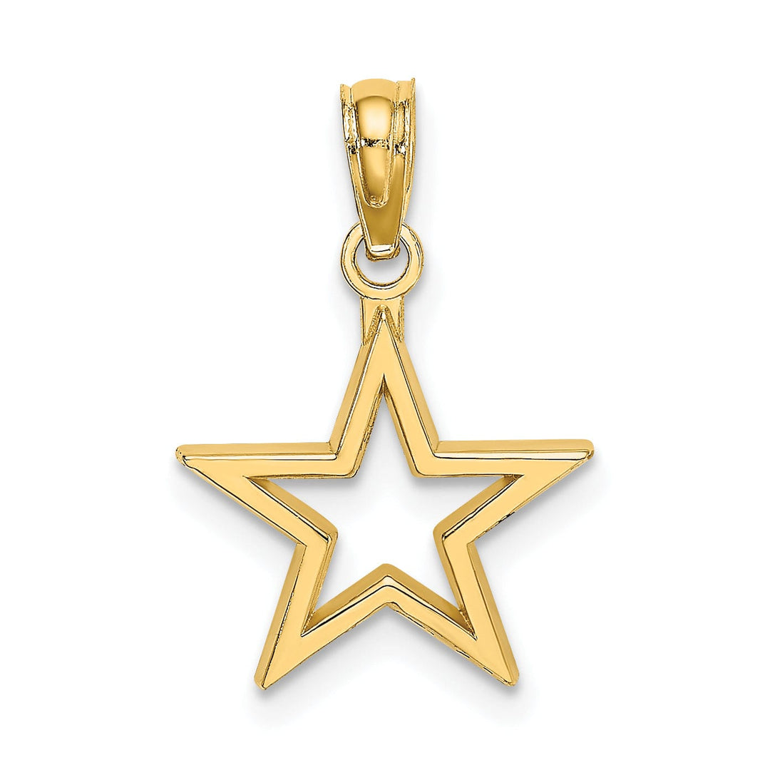 14K Yellow Gold Textured Polished Finish Cut Out Design Star Charm Pendant