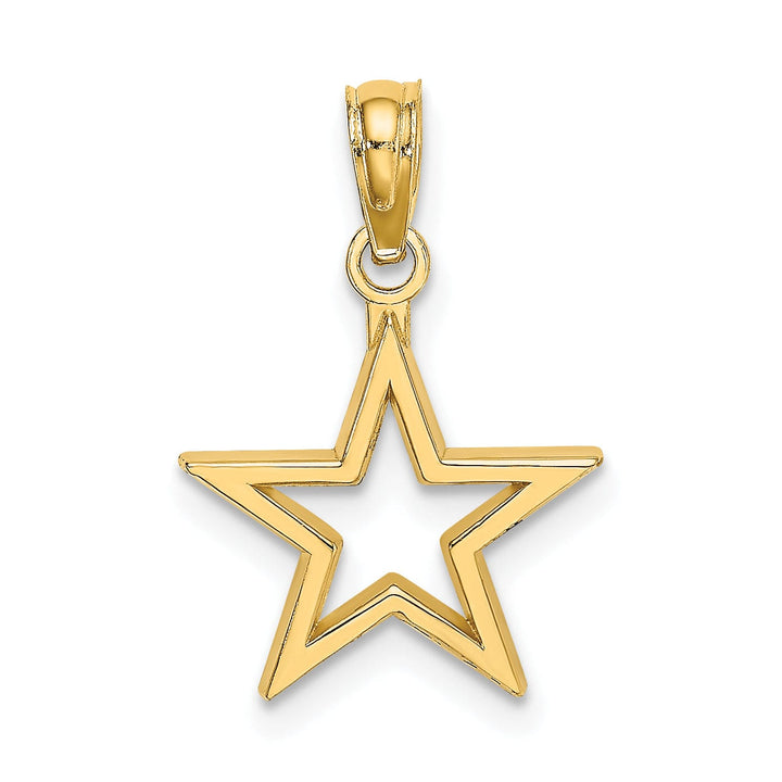 14K Yellow Gold Textured Polished Finish Cut Out Design Star Charm Pendant