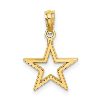 14K Yellow Gold Textured Polished Finish Cut Out Design Star Charm Pendant at $ 71.77 only from Jewelryshopping.com