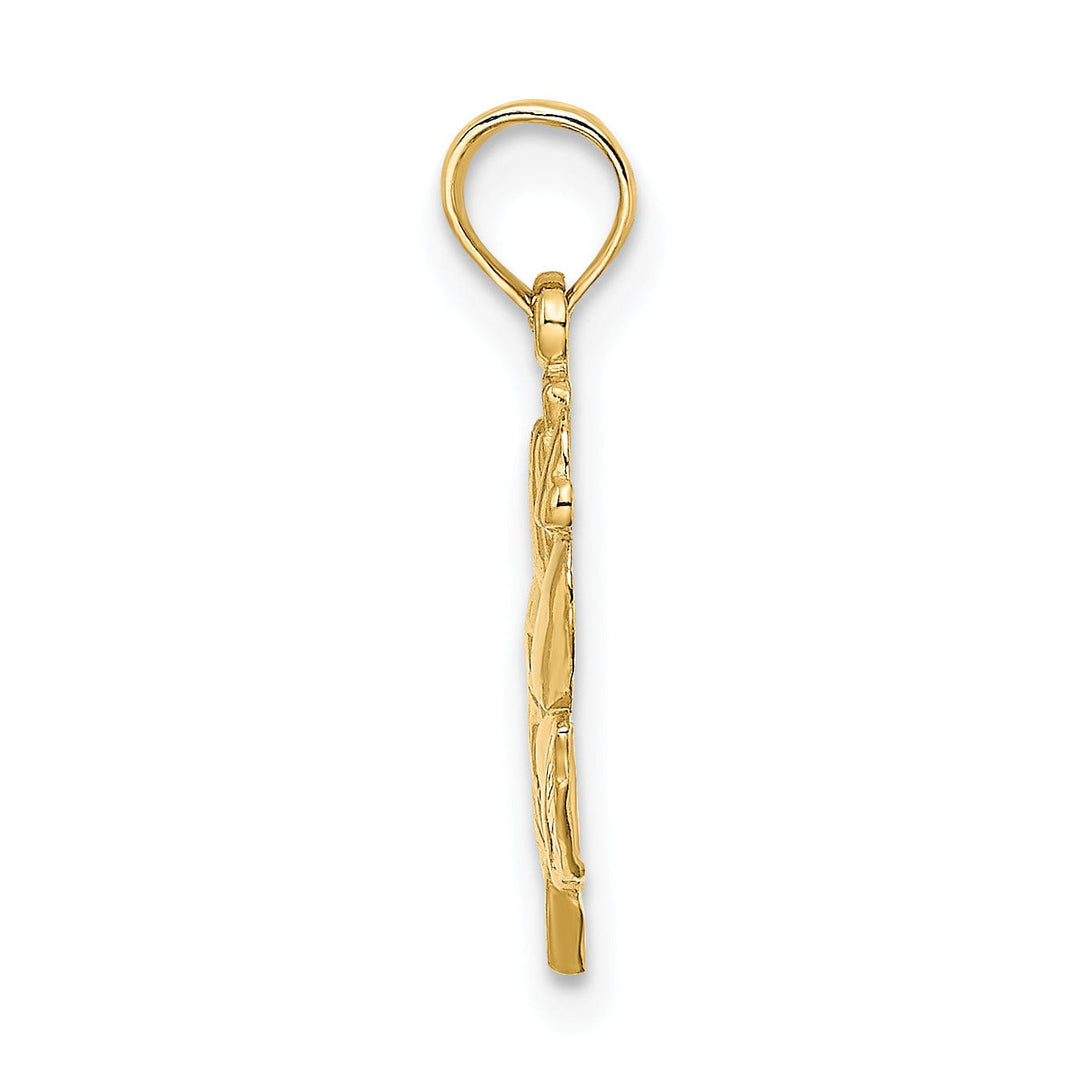 14K Yellow Gold Solid Open Back Polished Finish Rose Charm Pendant