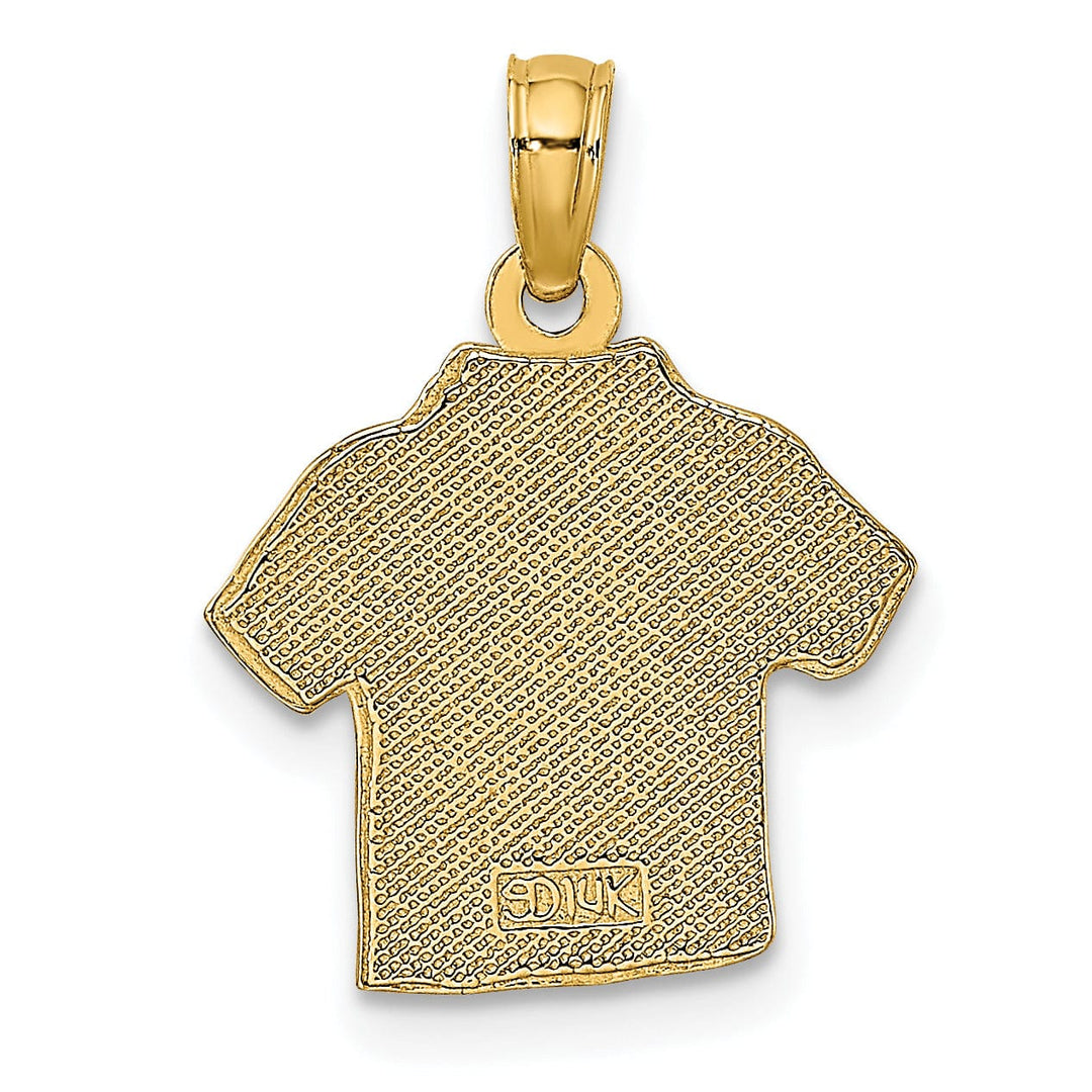 14K Yellow Gold Polished Finish Flat Back Hawaiian Pineapple Style Shirt Charm Pendant