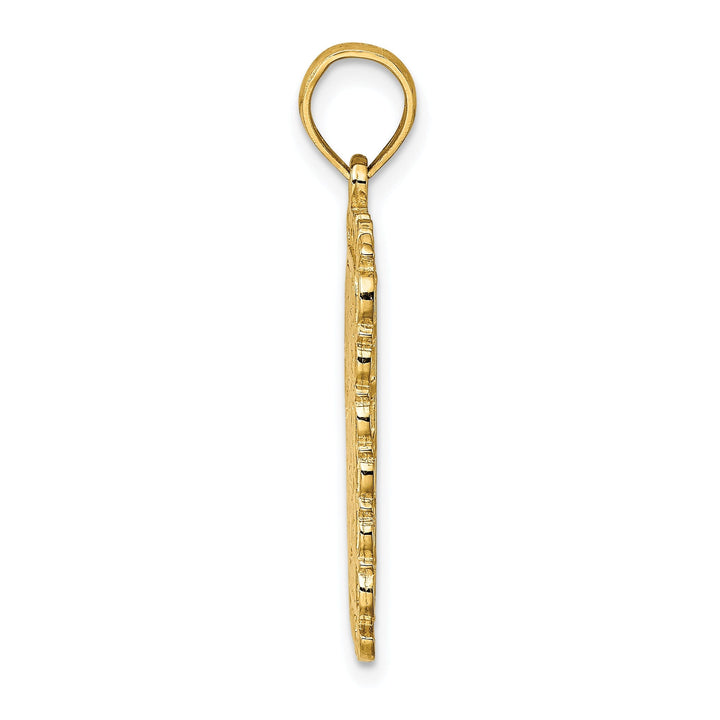 14K Yellow Gold Textured Polished Finish King Playing Card Design Charm Pendant
