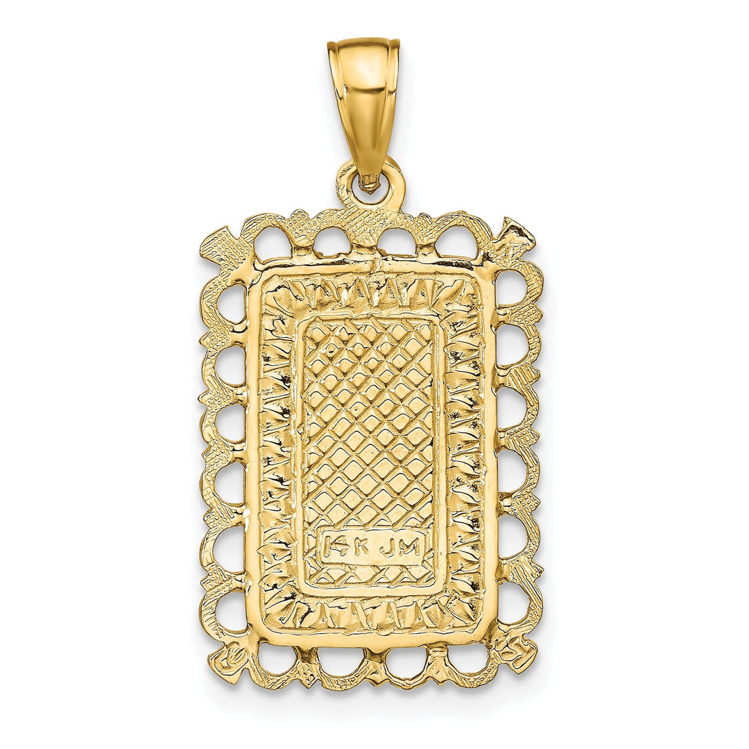 14K Yellow Gold Textured Polished Finish Jacks Of Hearts Playing Card Design Charm Pendant