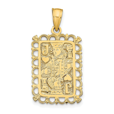 14K Yellow Gold Textured Polished Finish Jacks Of Hearts Playing Card Design Charm Pendant at $ 314.87 only from Jewelryshopping.com