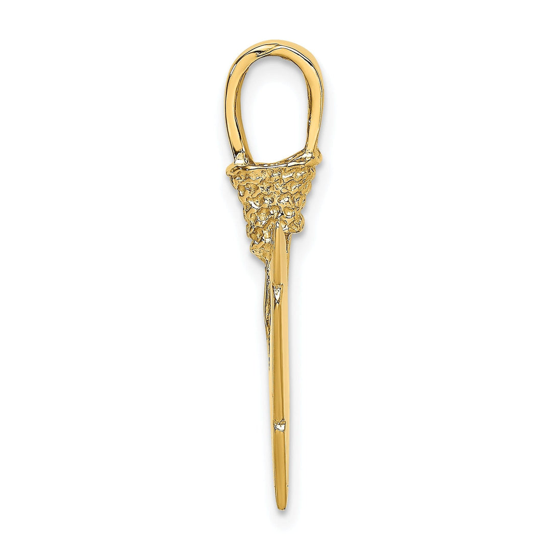 14K Yellow Gold Textured Polished Finish 3-Dimensional Arrowhead Charm Pendant