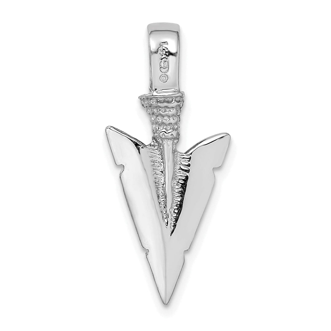 14K White Gold Textured Polished Finish 3-Dimensional Arrowhead Charm Pendant