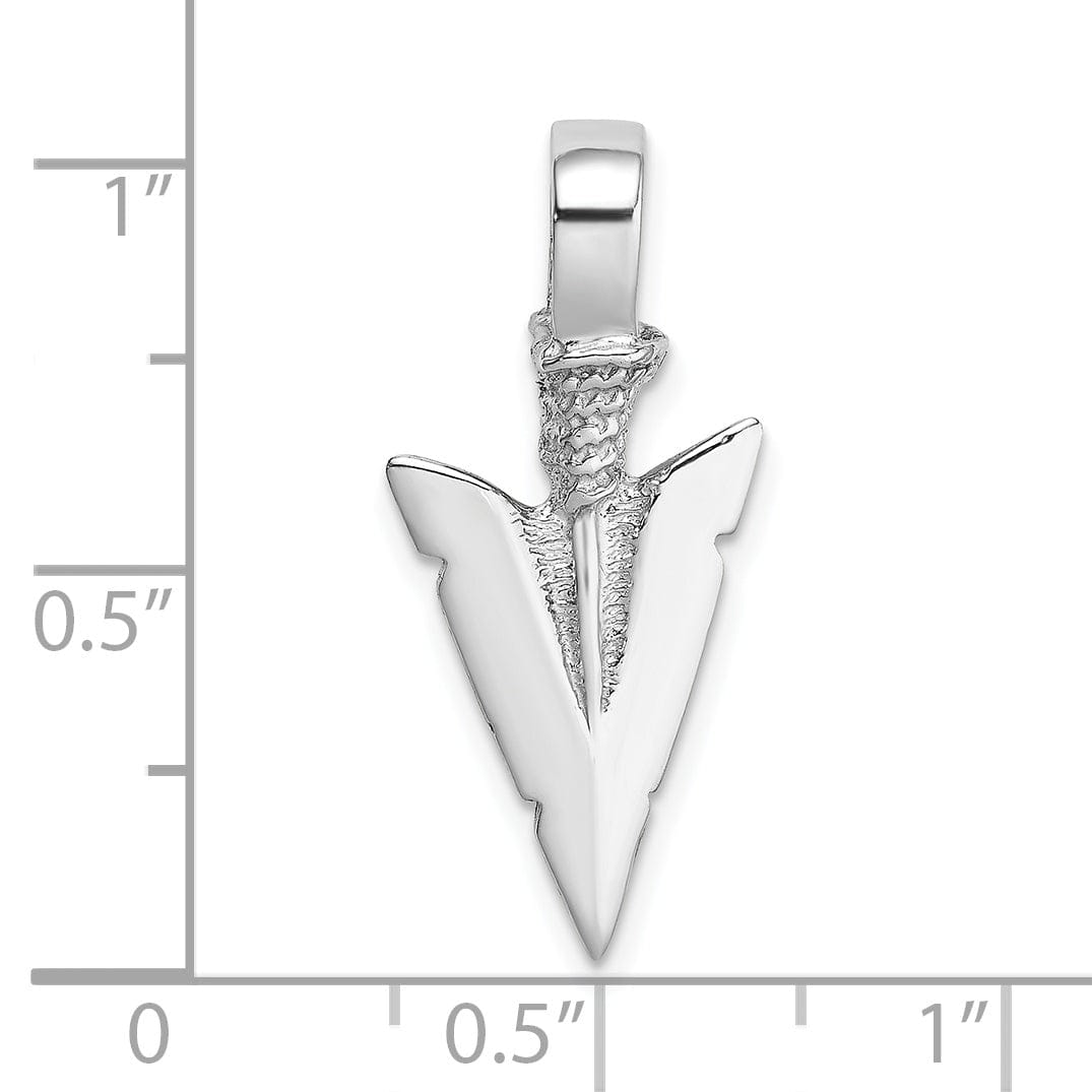 14K White Gold Textured Polished Finish 3-Dimensional Arrowhead Charm Pendant