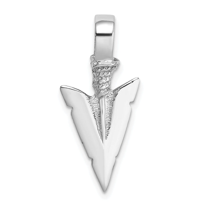 14K White Gold Textured Polished Finish 3-Dimensional Arrowhead Charm Pendant