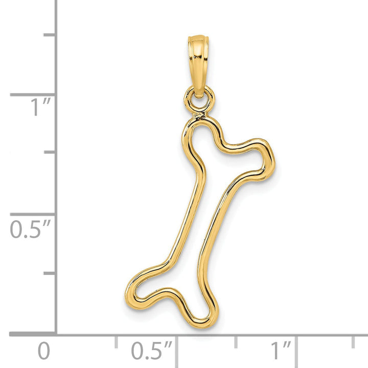 14K Yellow Gold Cut-Out Design Polished Finish Dog Bone Charm Pendant