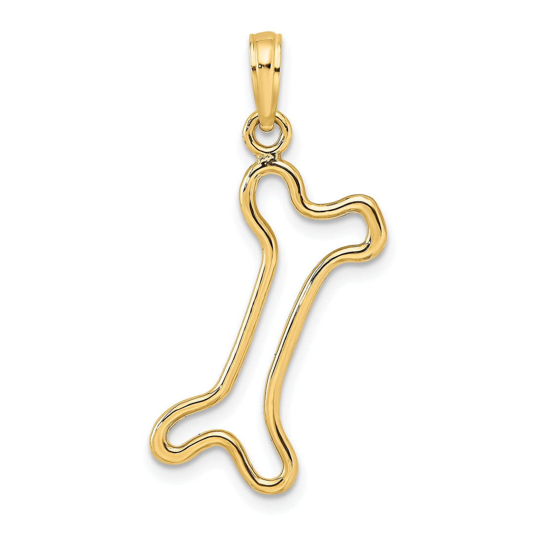 14K Yellow Gold Cut-Out Design Polished Finish Dog Bone Charm Pendant