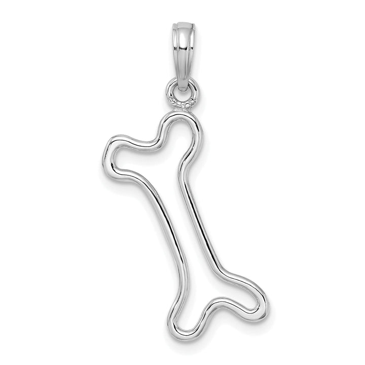 14K White Gold Cut-Out Design Polished Finish Dog Bone Charm Pendant