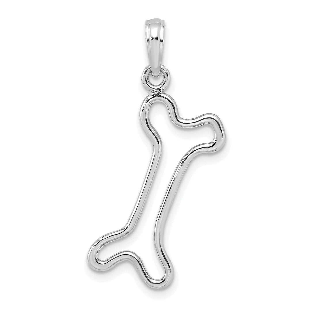 14K White Gold Cut-Out Design Polished Finish Dog Bone Charm Pendant