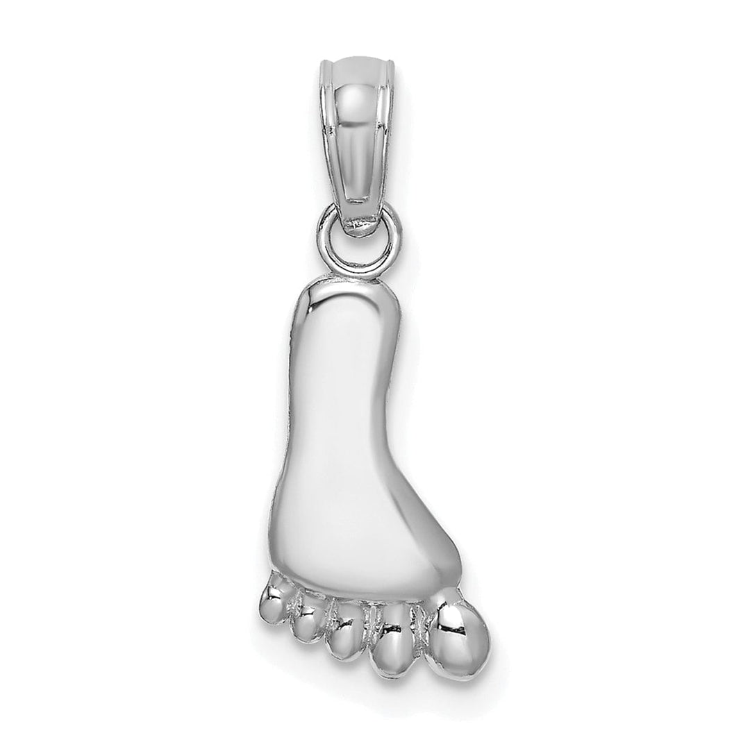 14K White Gold Solid Polished Finish Barefoot Charm Pendant