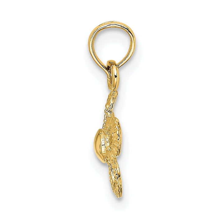 14k Yellow Gold Solid Textured Back Polished Finish Mini Daisy Flower Charm Pendant