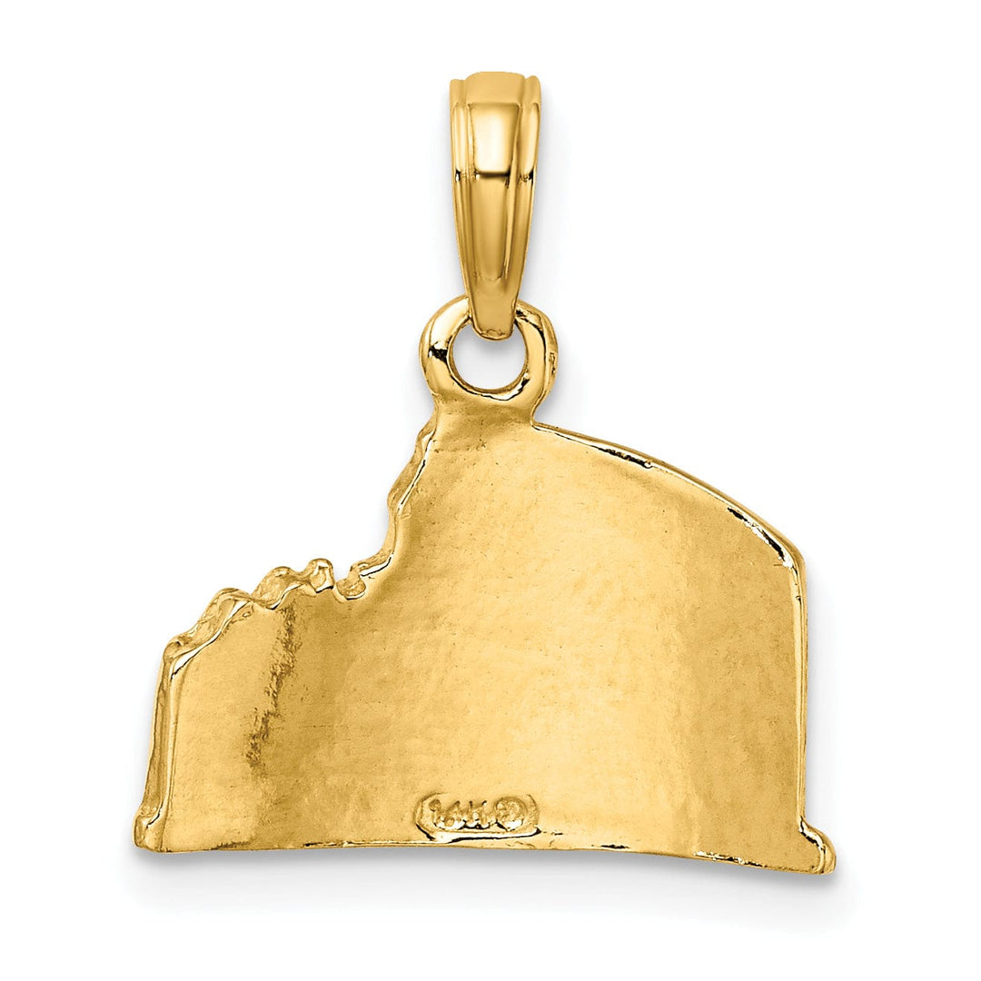 14K Yellow Gold Polished Texture Finish 2-Dimensional Coliseum Charm Pendant