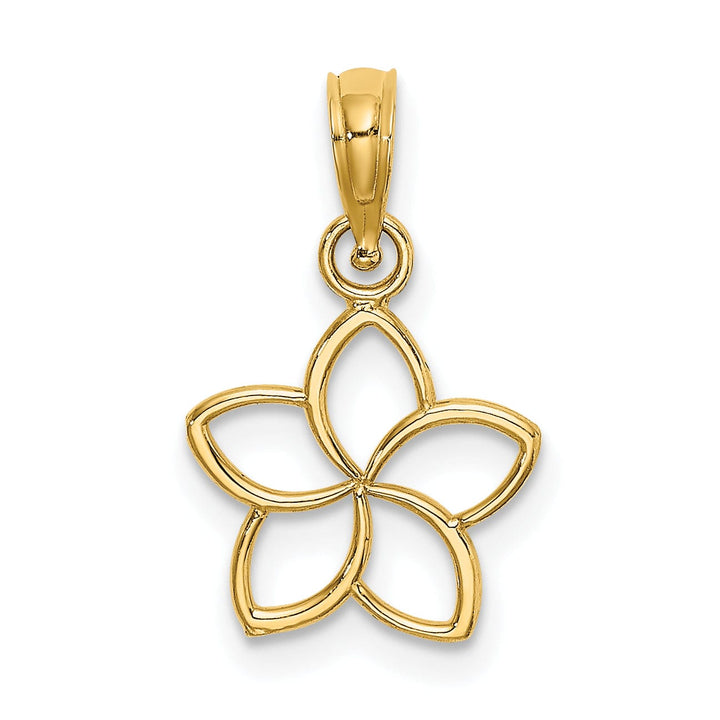 14k Yellow Gold Solid Flat Back Polished Finish Cut Out Flower Charm Pendant