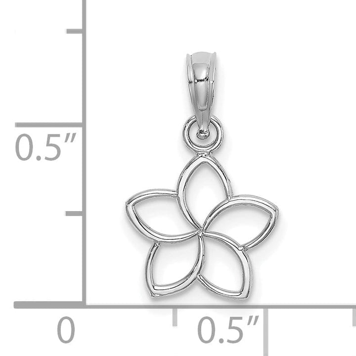 14K White Gold Solid Flat Back Polished Finish Cut Out Flower Charm Pendant