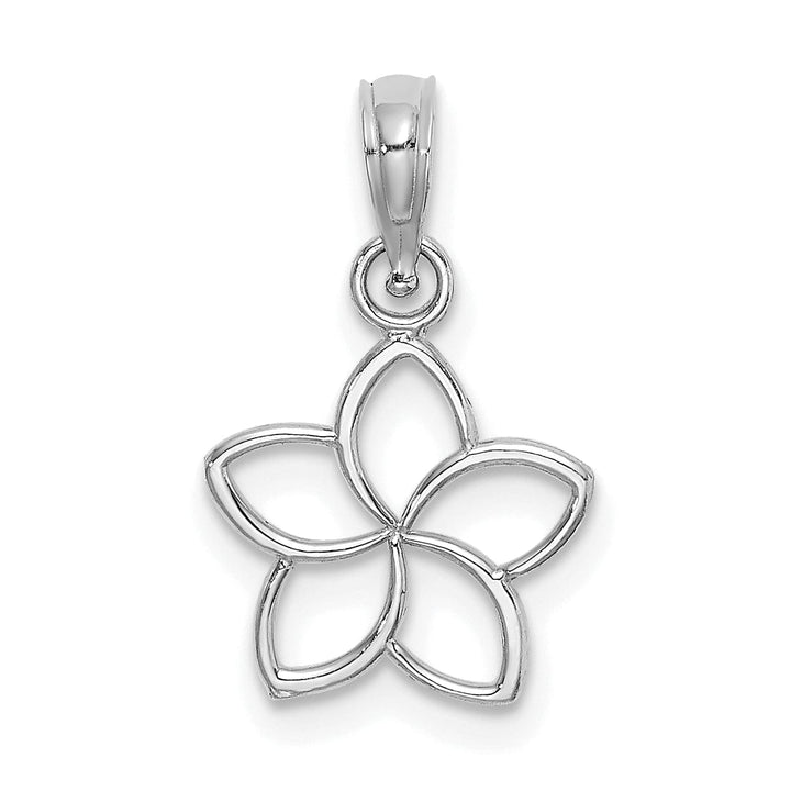 14K White Gold Solid Flat Back Polished Finish Cut Out Flower Charm Pendant