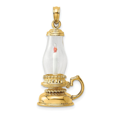 14K Yellow Gold Polished white Enamel Finish 3-Dimensional Glass Candle Lantern Charm Pendant at $ 584.14 only from Jewelryshopping.com
