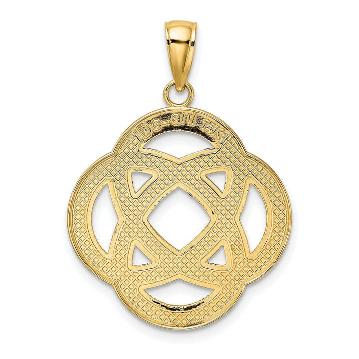 14K Yellow Gold Textured Polished Finish Large Celtic Eternity Knot Circle Charm Pendant