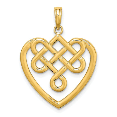 14K Yellow Gold Open Back Polished Finish Large Celtic Knot Heart Design Charm Pendant at $ 219.98 only from Jewelryshopping.com