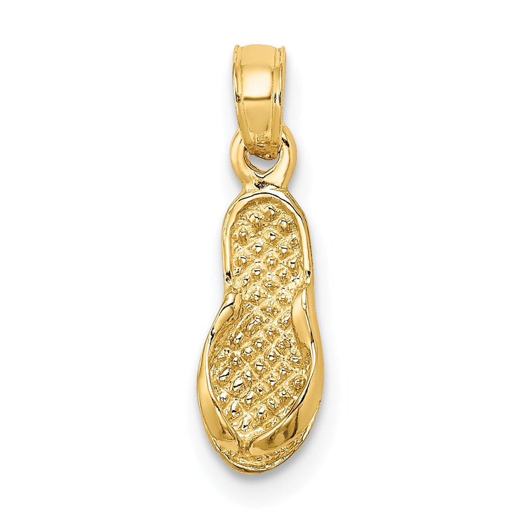 14K Yellow Gold Solid Polished Finish Single Flip-Flop Charm Pendant