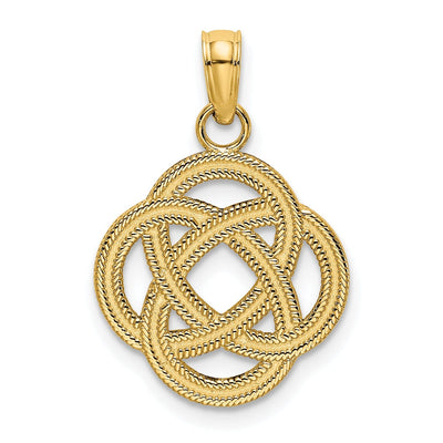 14K Yellow Gold Textured Polished Finish Small Celtic Eternity Knot Circle Design Charm Pendant at $ 96.07 only from Jewelryshopping.com