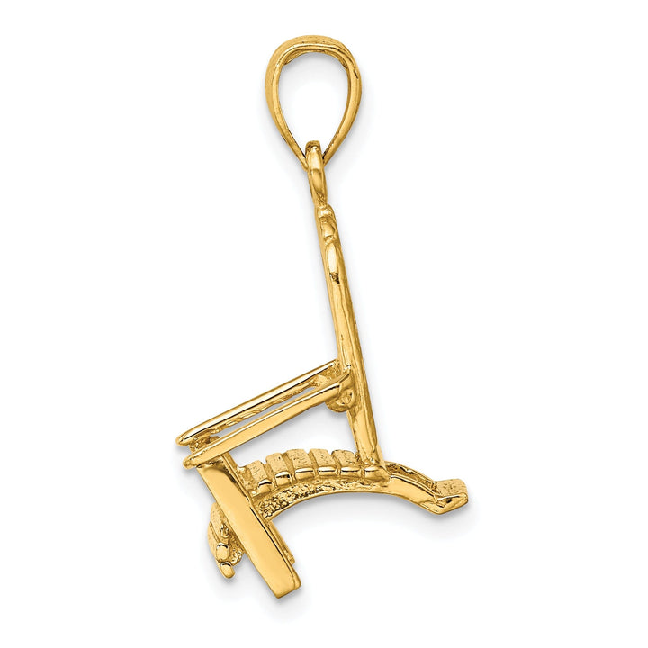 14K Yellow Gold Polished Finish 3-Dimensional Lattice Design Beach Chair Charm Pendant