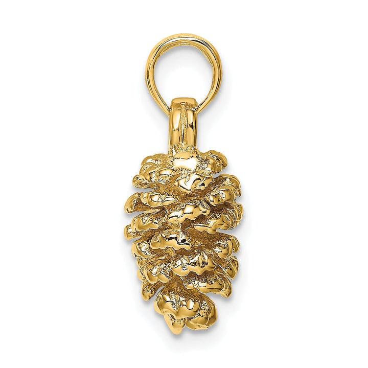 14k Yellow Gold 3D Solid Textured Polished Finish Pinecone Charm Pendant