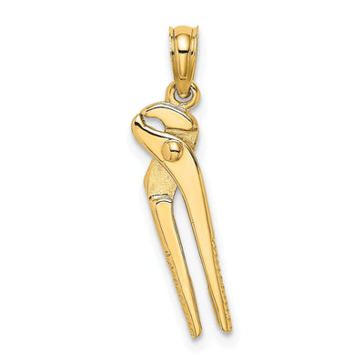 14K Yellow Gold Polished Finish 3-D Moveable Pliers Charm Pendant