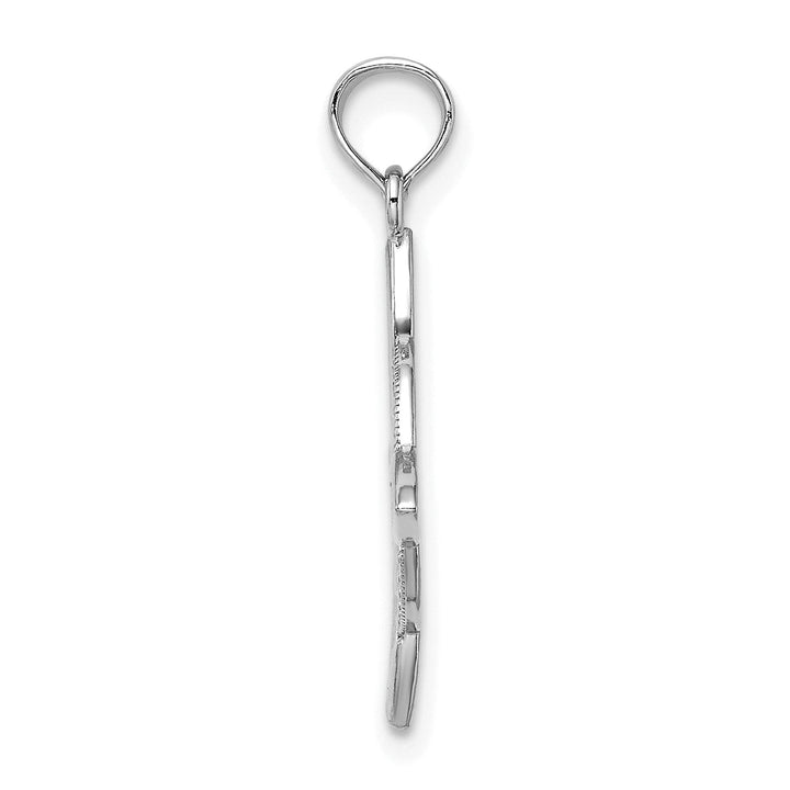 14k White Gold Open Back Polished Finish Beaded Small Celtic Eternity Knot Design Charm Pendant
