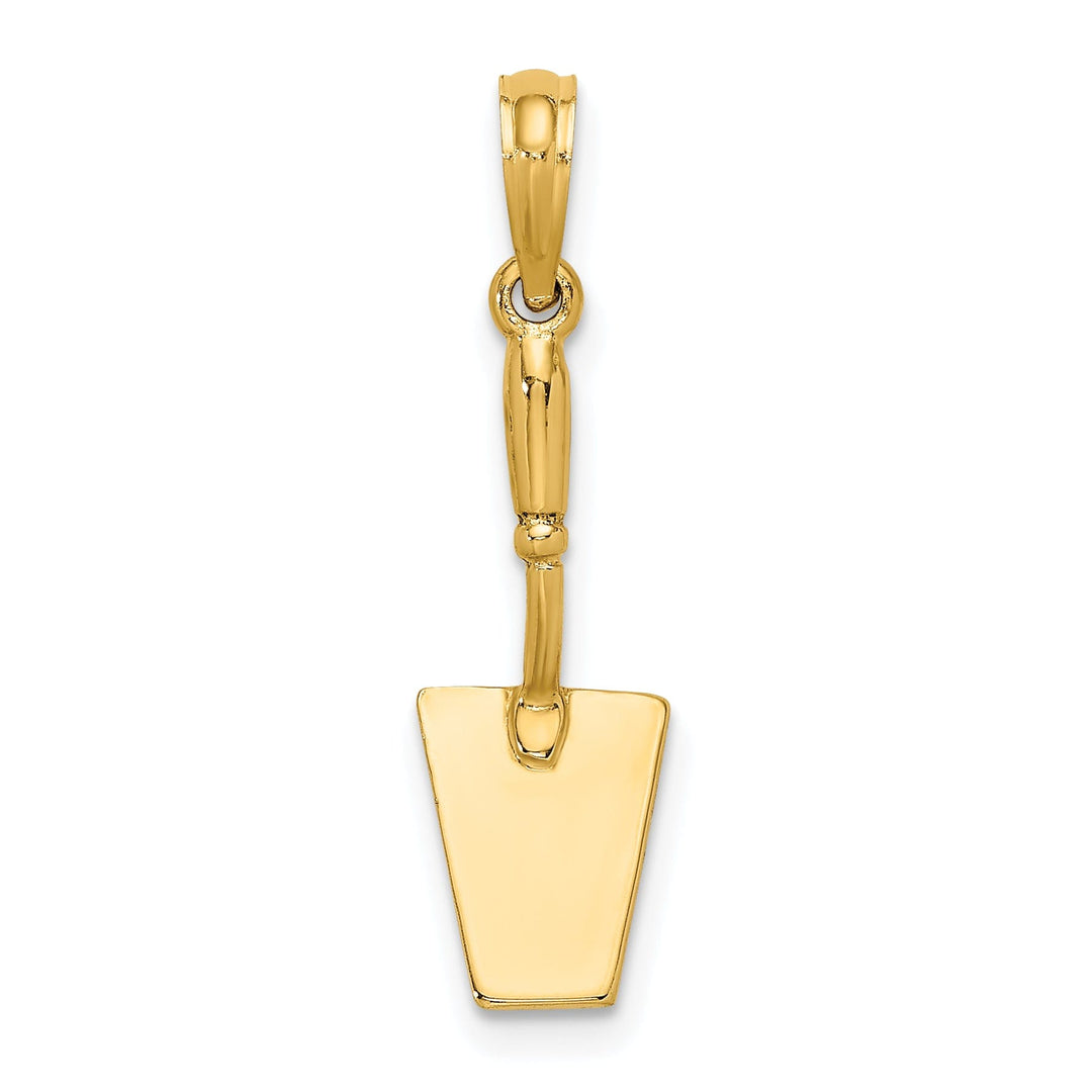 14K Yellow Gold Polished Finish 3-Dimensional Concrete Spatula Hand Tool Charm Pendant