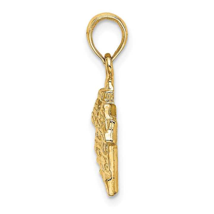 14K Yellow Gold Tectured Polished Finish 3-Dimensional Court House in WILLIAMSBURG, Virginia Charm Pendant