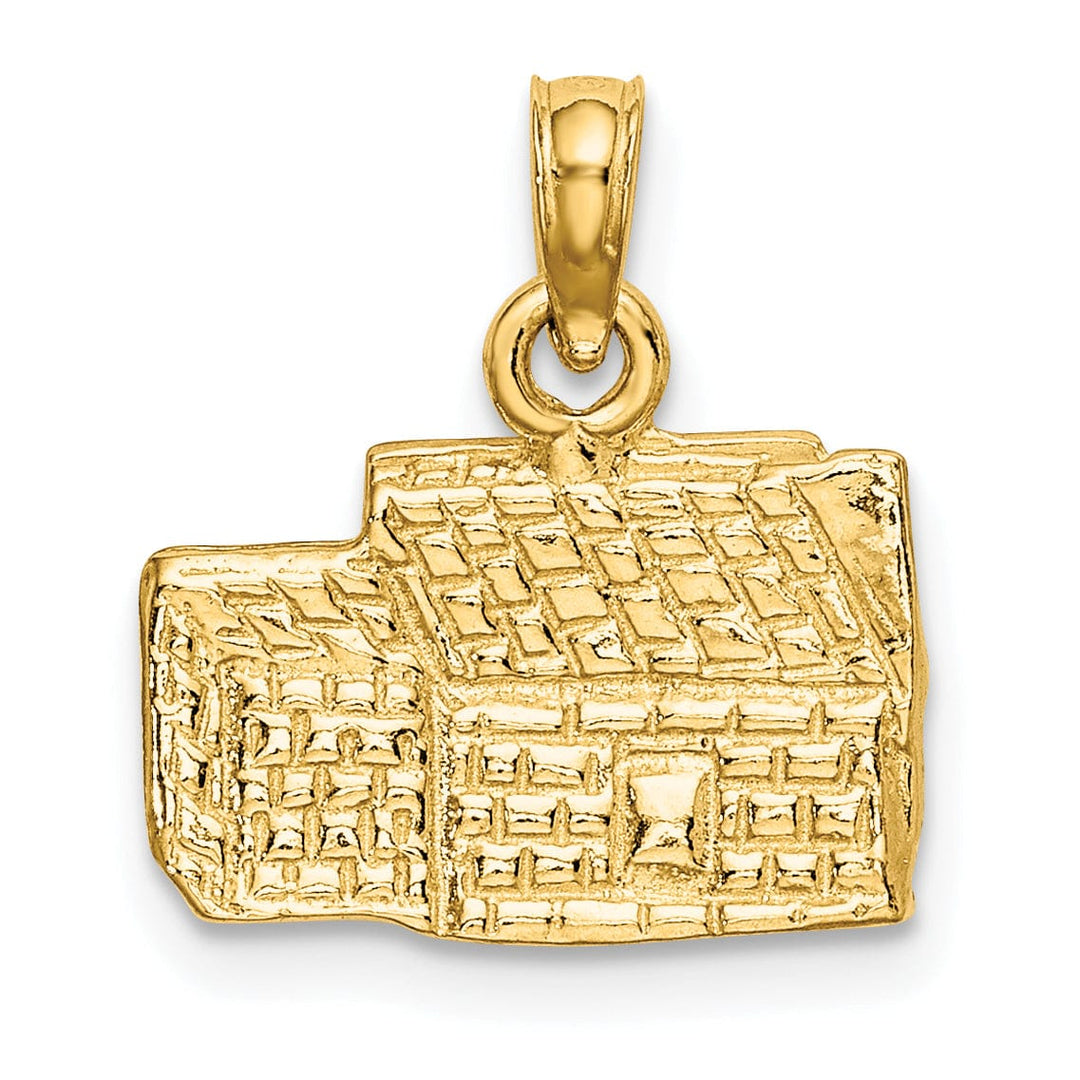 14K Yellow Gold Polished Textured Finish 3-Dimensional KINGS ARMS TAVERN in WILLIAMSBURG, Virginia Charm Pendant