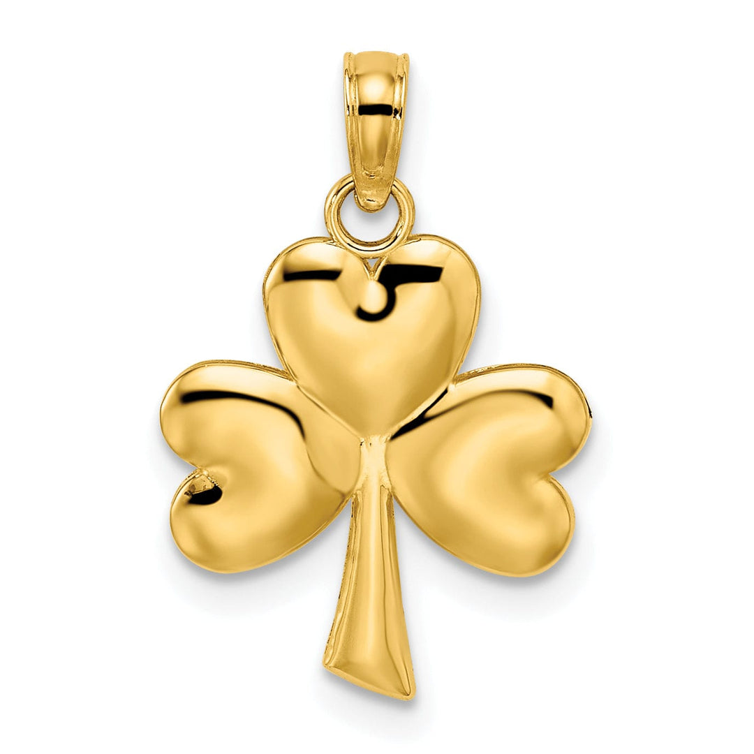 14K Yellow Gold Textured Polished Finish 3-Leaf Clover Charm Pendant