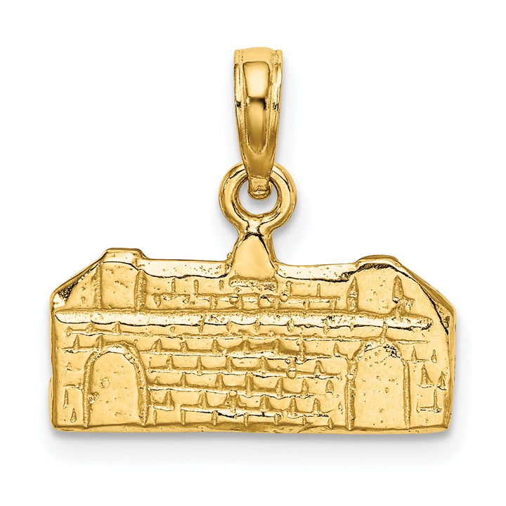 14K Yellow Gold Textured Polished Finish 3-Dimensional WREN BUILDINGS in WILLIAMSBURG, Virginia Charm Pendant