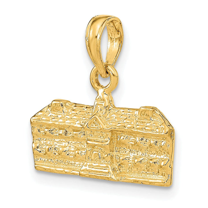 14K Yellow Gold Textured Polished Finish 3-Dimensional WREN BUILDINGS in WILLIAMSBURG, Virginia Charm Pendant