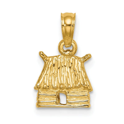 14K Yellow Gold Polished Finish 3-Dimensional Bungalow Island Hut Charm Pendant at $ 166.12 only from Jewelryshopping.com
