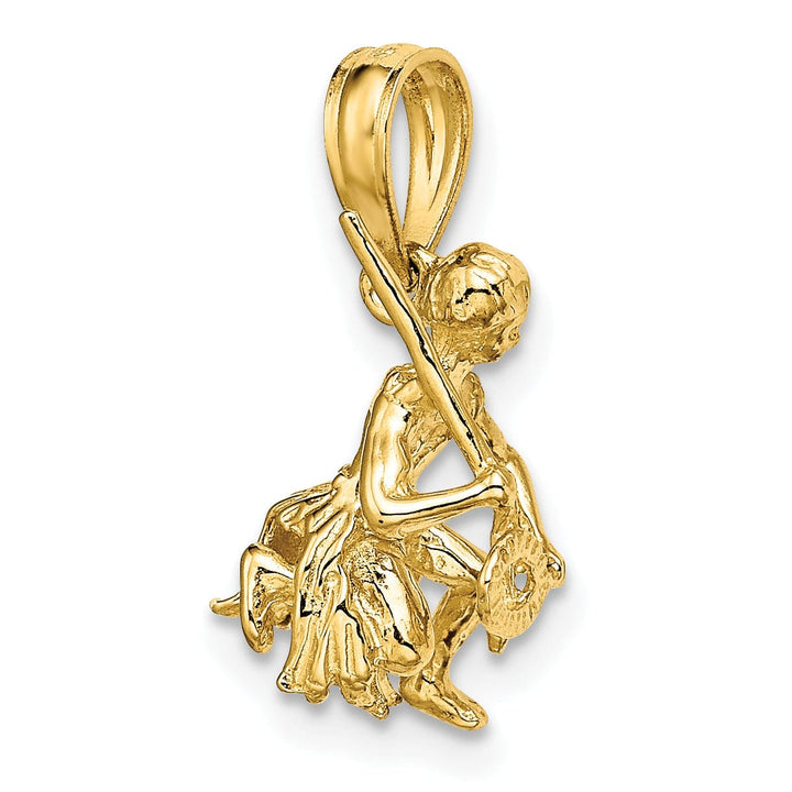 14K Yellow Gold Polished Finish 3-Dimensional Island Warrior Dance Charm Pendant