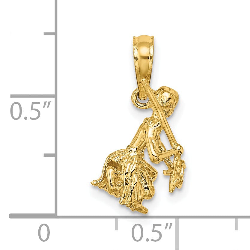 14K Yellow Gold Polished Finish 3-Dimensional Island Warrior Dance Charm Pendant