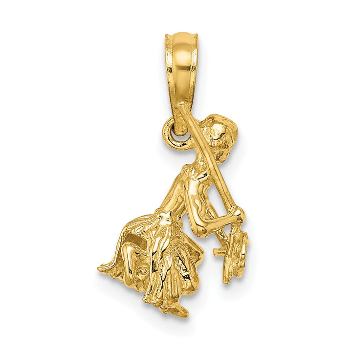 14K Yellow Gold Polished Finish 3-Dimensional Island Warrior Dance Charm Pendant