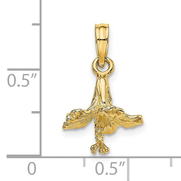 14k Yellow Gold Textured Solid Finish 3D Hibiscus Flower Charm