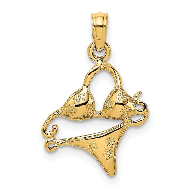 14K Yellow Gold Polished Finish Bikini Design Bathing Suit Charm Pendant