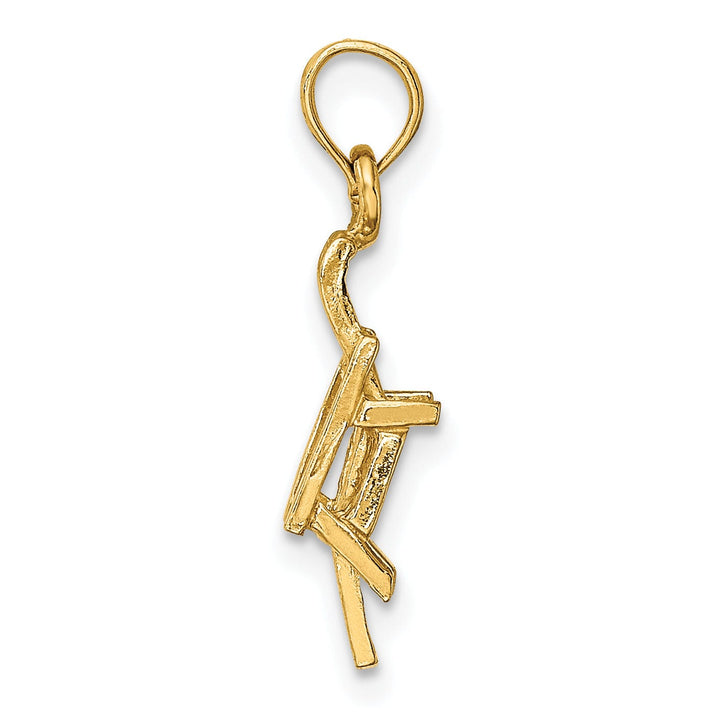 14K Yellow Gold Polished Finish 3-Dimensional Beach Lounge Chair Charm Pendant