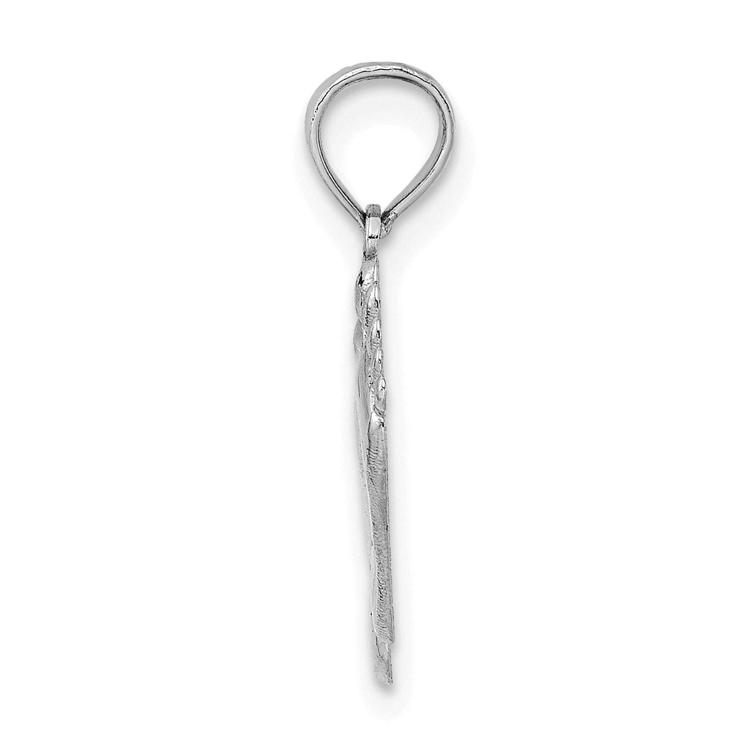 14K White Gold Solid Flat Back Double Feet Hang Ten Style Charm Pendant