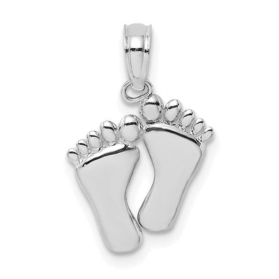 14K White Gold Solid Flat Back Double Feet Hang Ten Style Charm Pendant at $ 90.61 only from Jewelryshopping.com